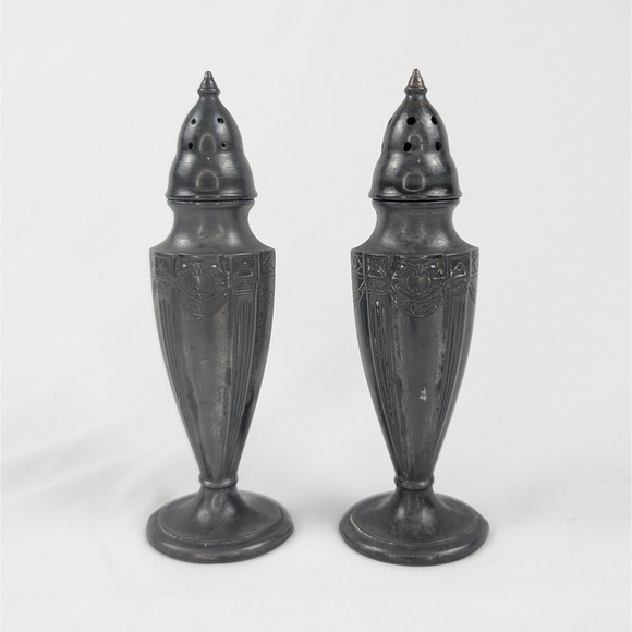 Vintage Astor by Poole Salt & Pepper Shakers Pewter Silver Plated Tableware USA - Picture 1 of 8